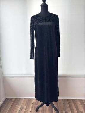 Diane von Furstenberg DVF Black Velvet Burnout Maxi Dress S
